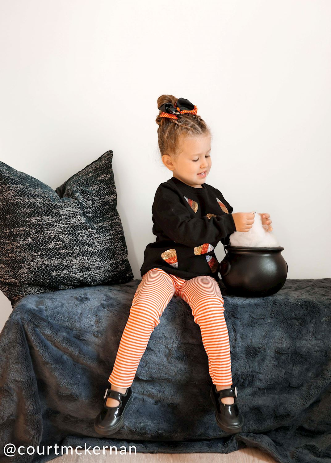 Black/Orange Candy Corn Sweatshirt & Leggings 2pc Set