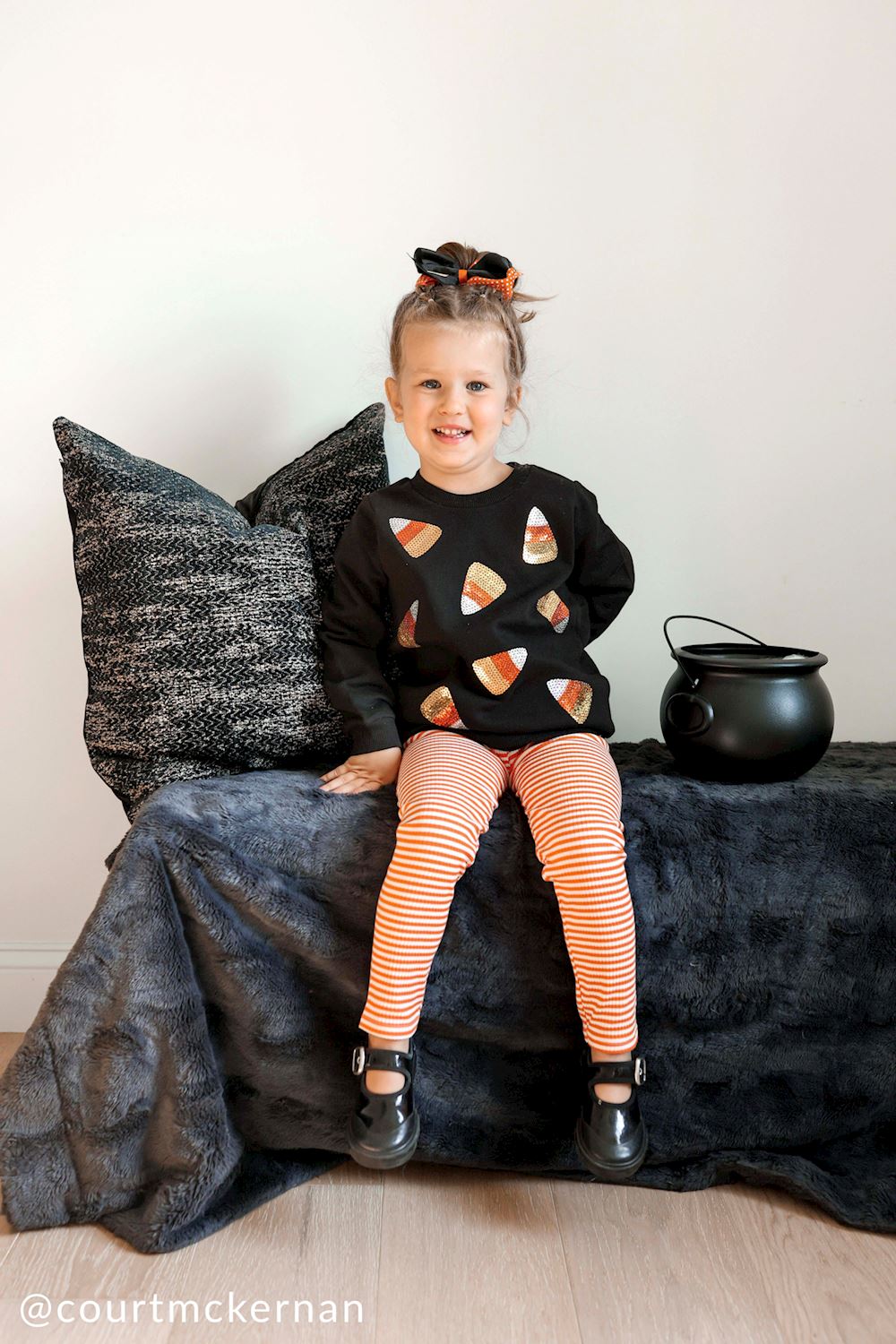 Black/Orange Candy Corn Sweatshirt & Leggings 2pc Set