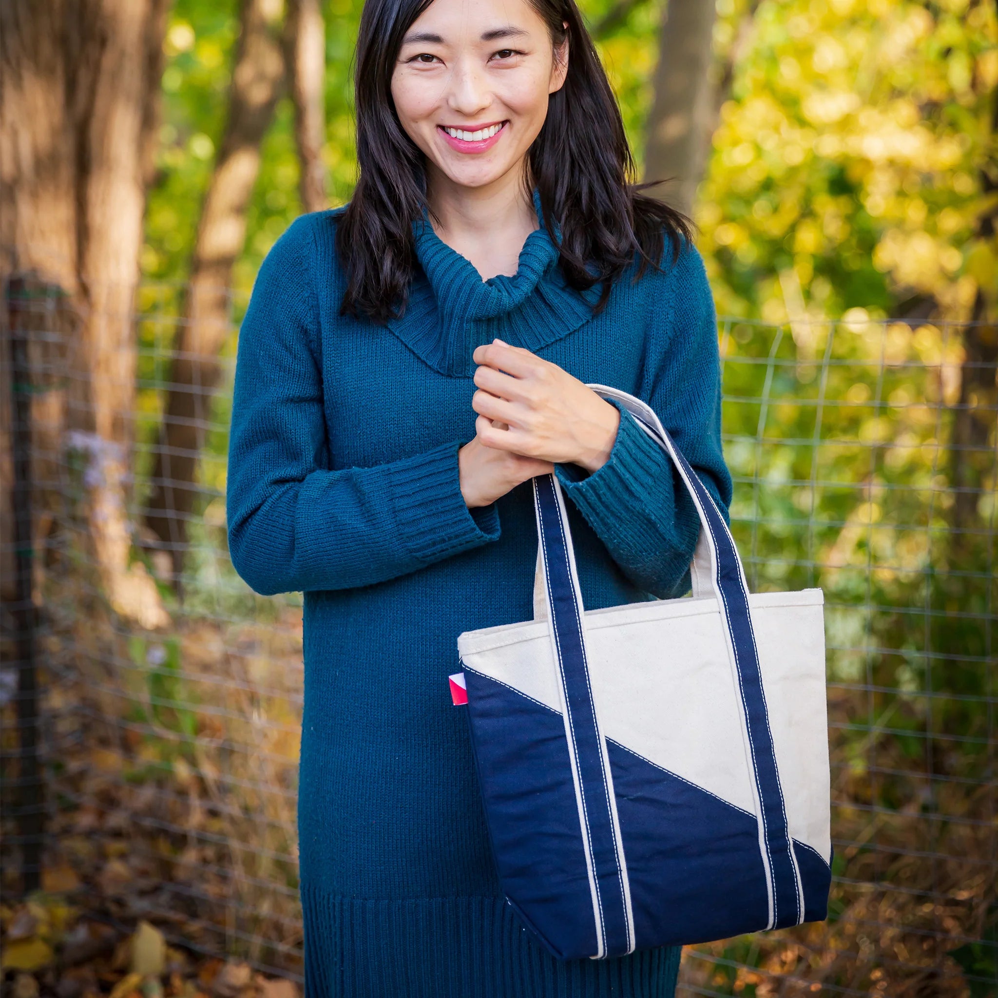 woman holding the bag