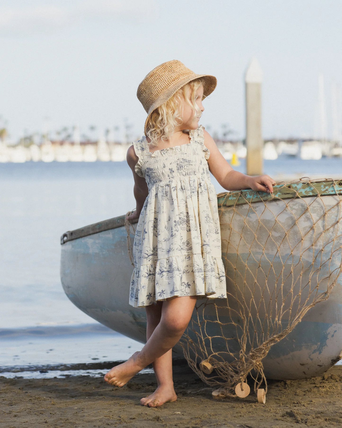 Natural Ocean Toile Sutton Dress