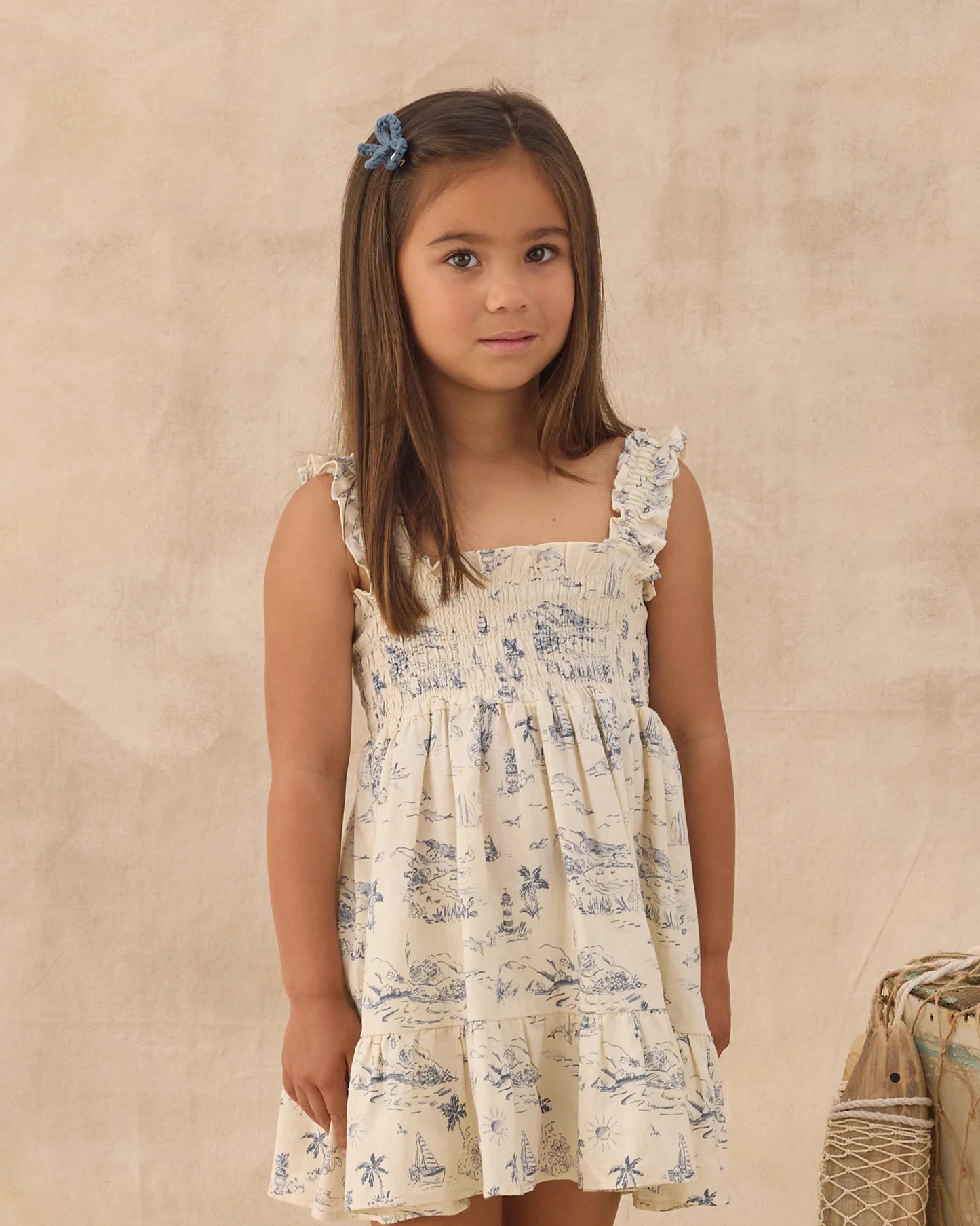 Natural Ocean Toile Sutton Dress