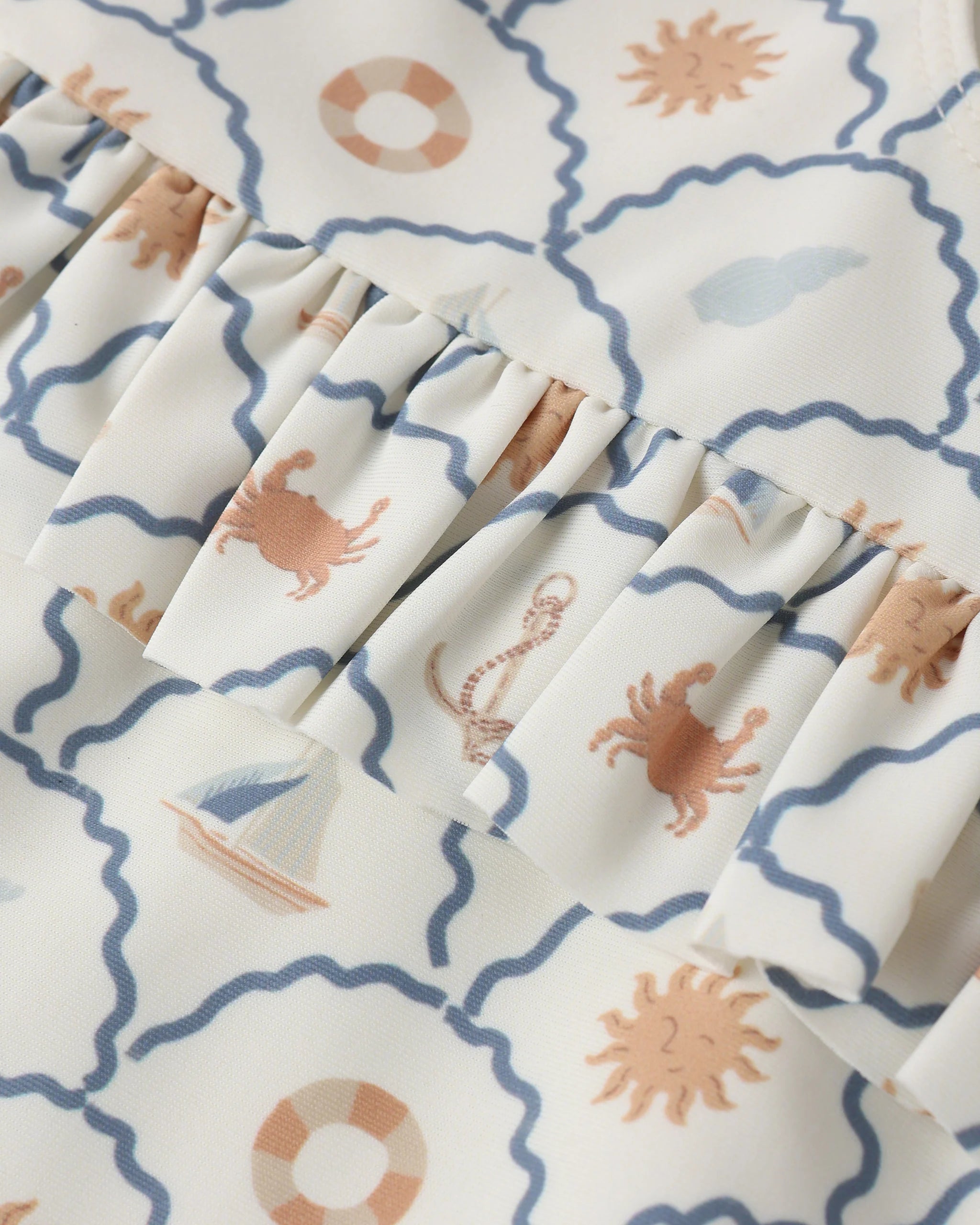 Ivory Nautical Skirted One Piece Swimsuit