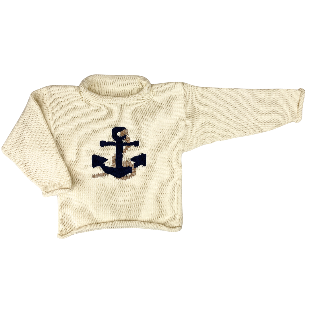 Baby/Toddler Cotton Nautical and Anchor 2024 Sweater with Roll-Neck