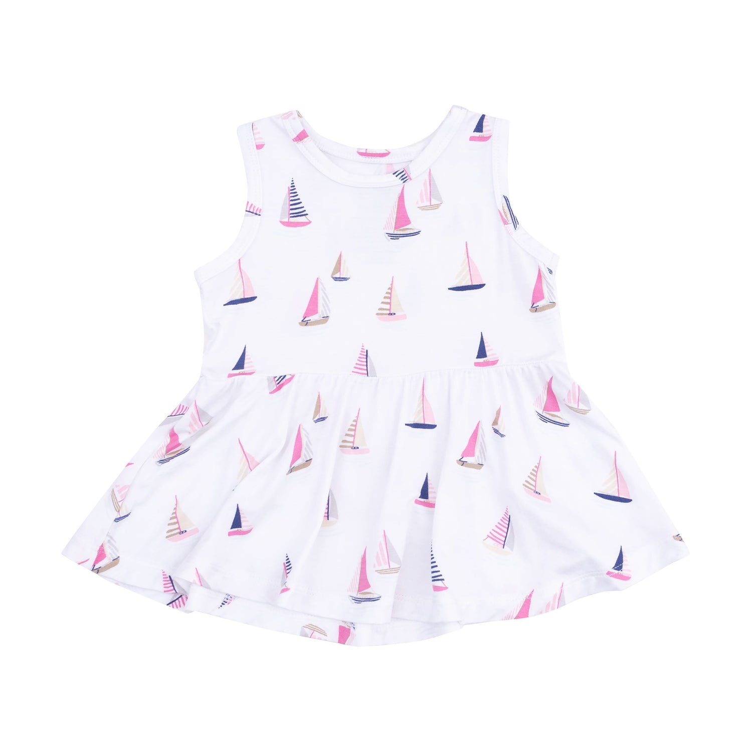 White/Pink Sailboats Peplum Tank & Bike Short 2pc Set