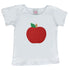 white shirt with sparkly apple on it
