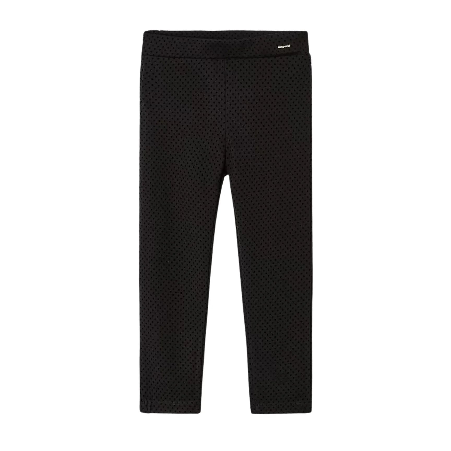 black flocked dot leggings