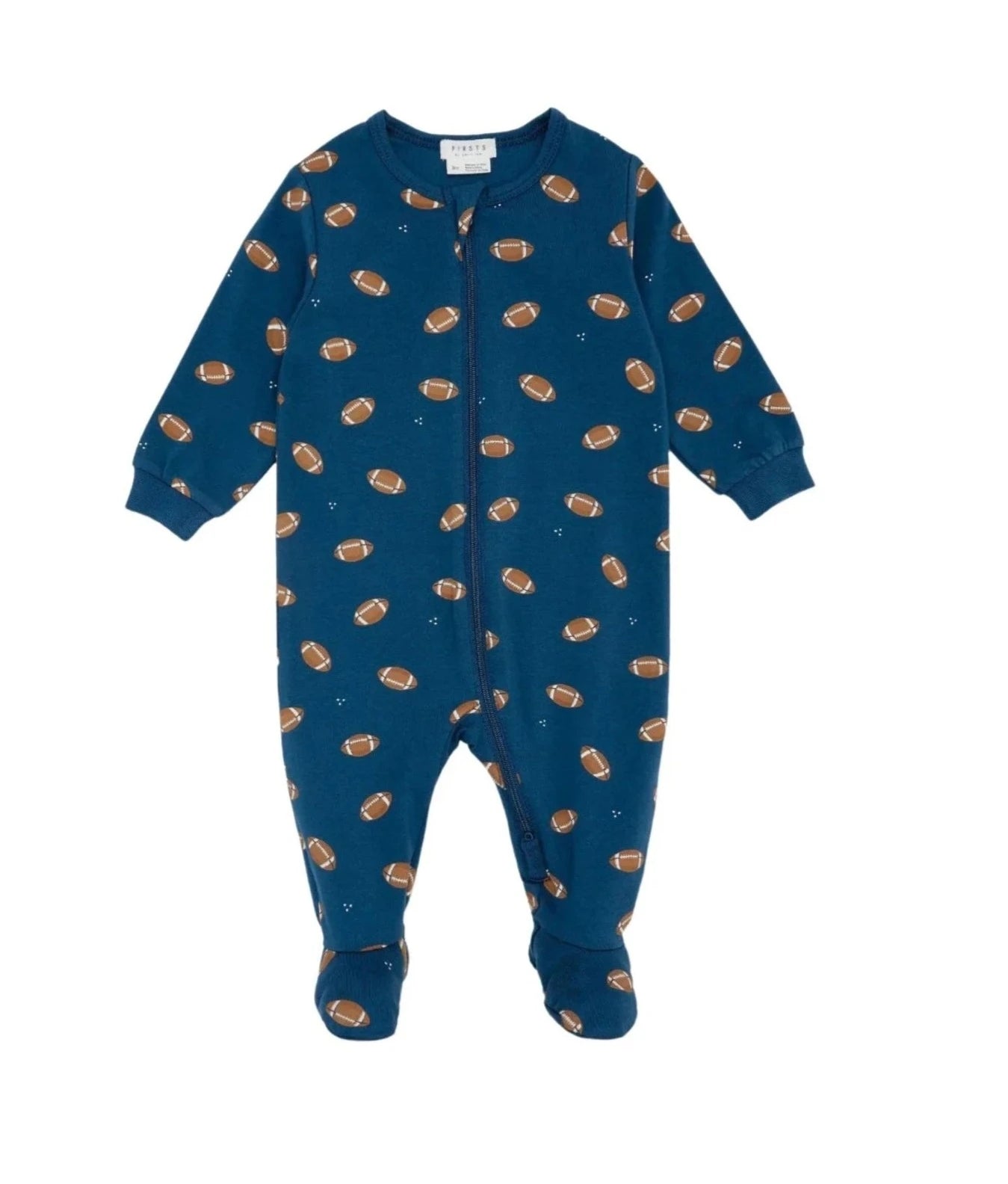 Blue Indigo Footballs Footed Sleeper