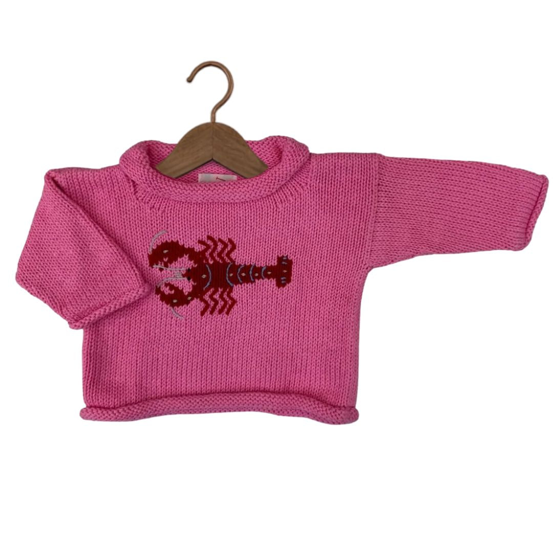 Bright Pink Lobster Roll Neck Sweater (Size 12)
