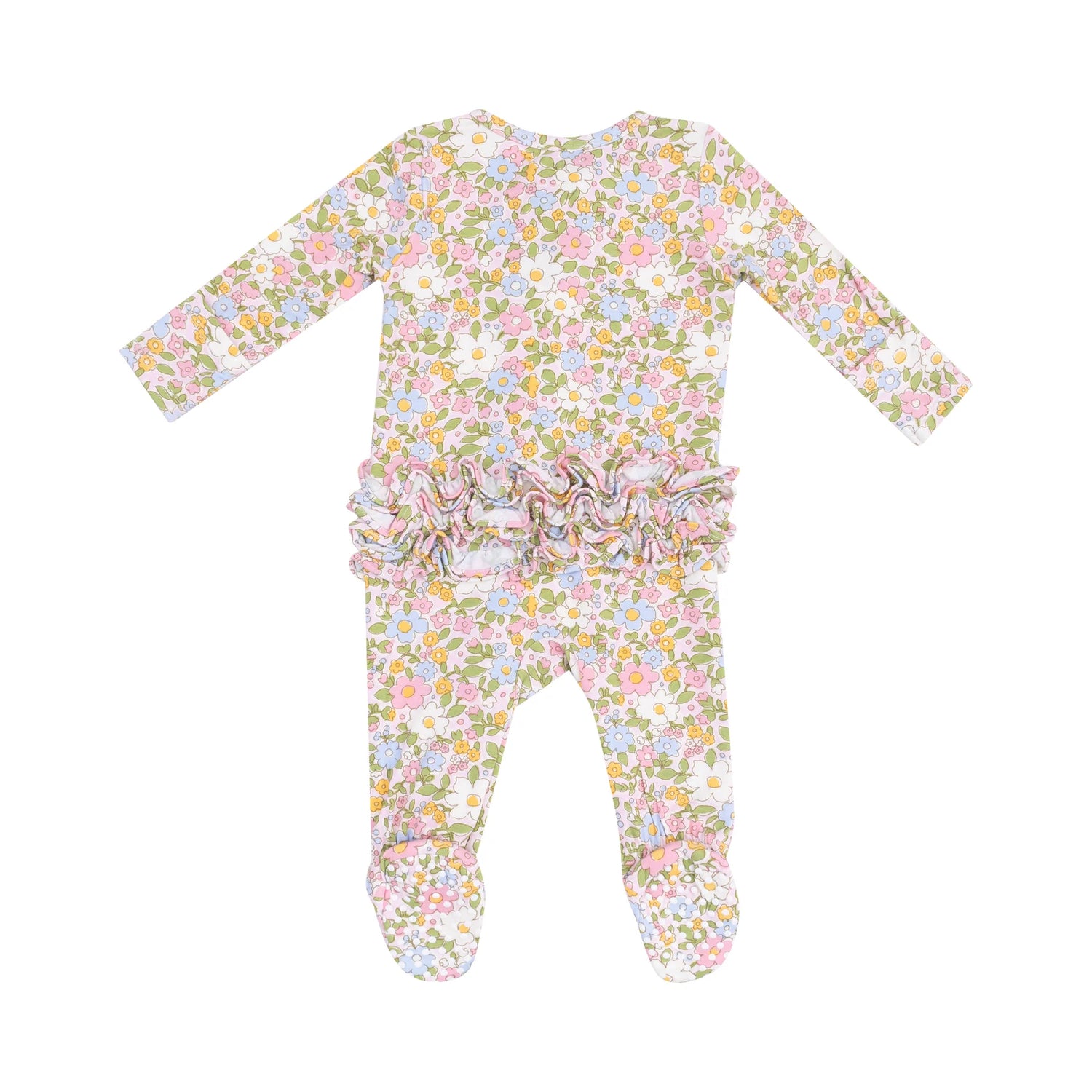floral ruffle baby footie