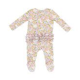 floral ruffle baby footie