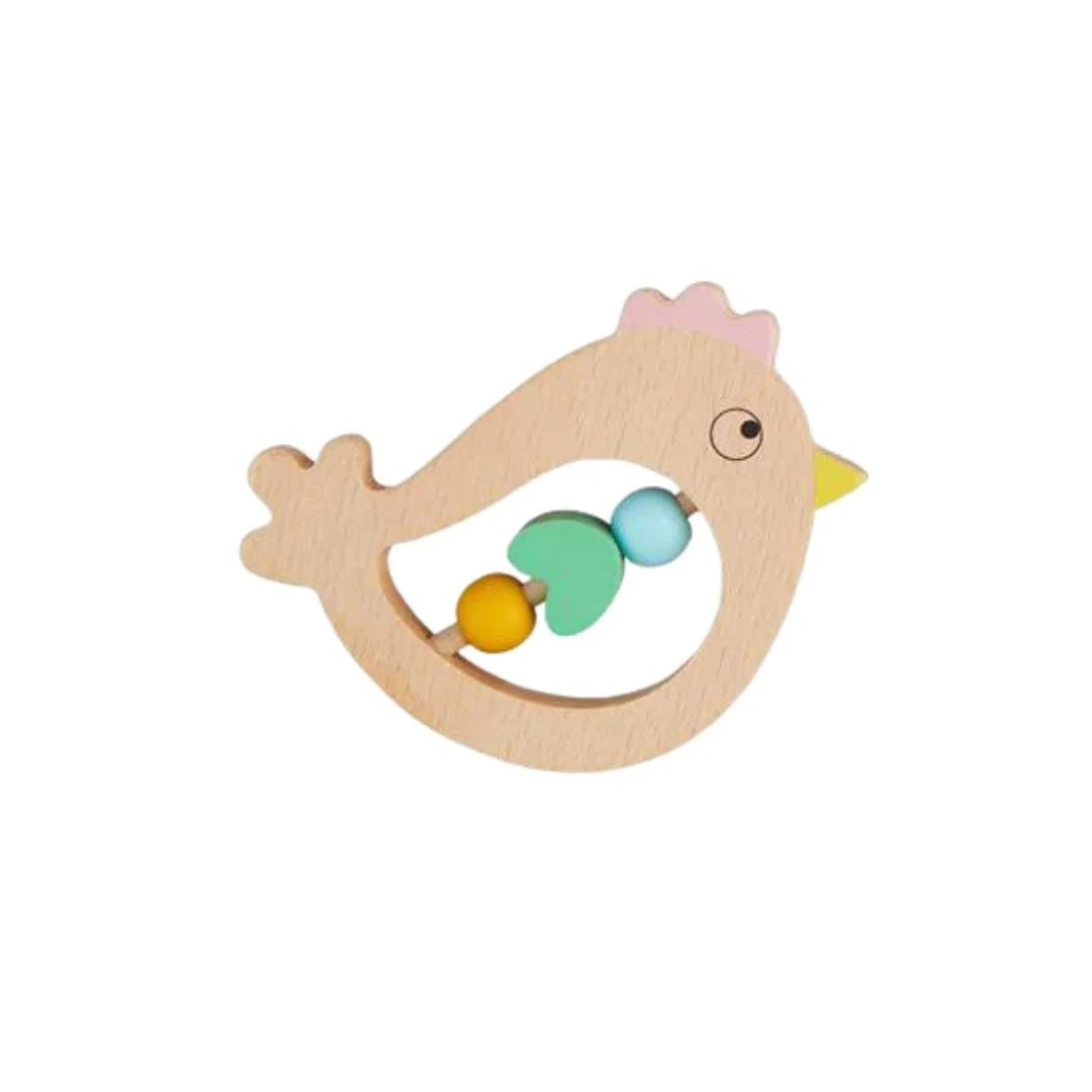 wooden chick teether rattle