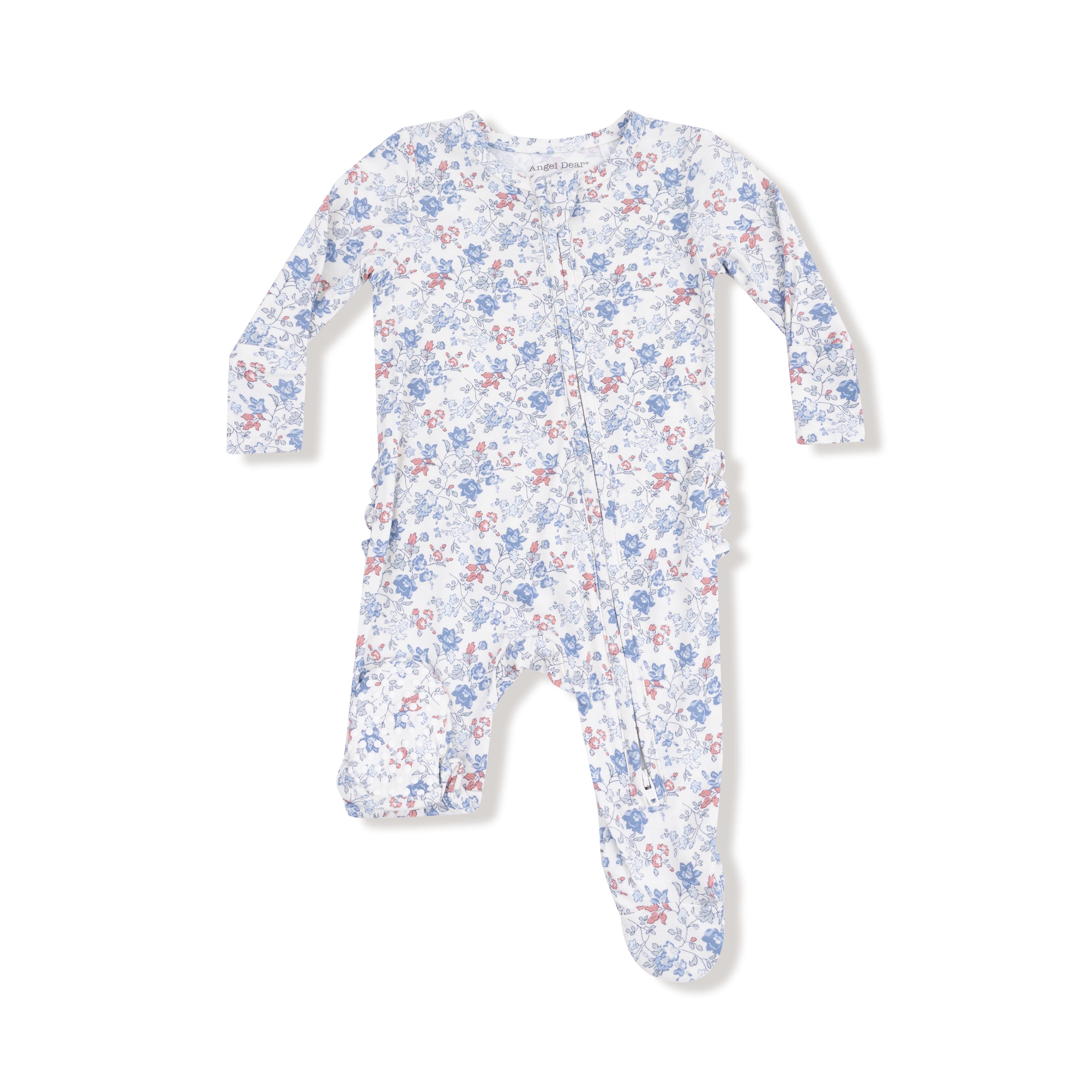 Floral-patterned baby onesie on a white background