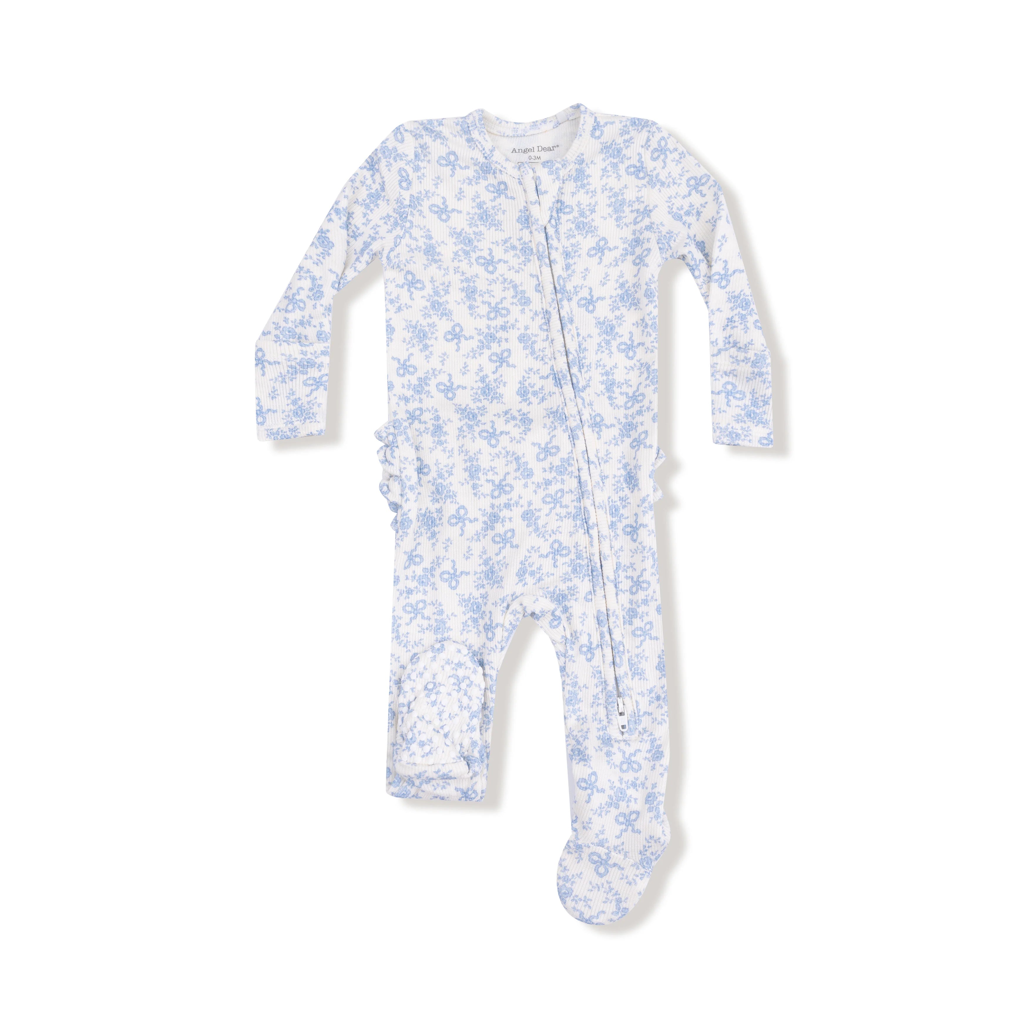 blue floral footie