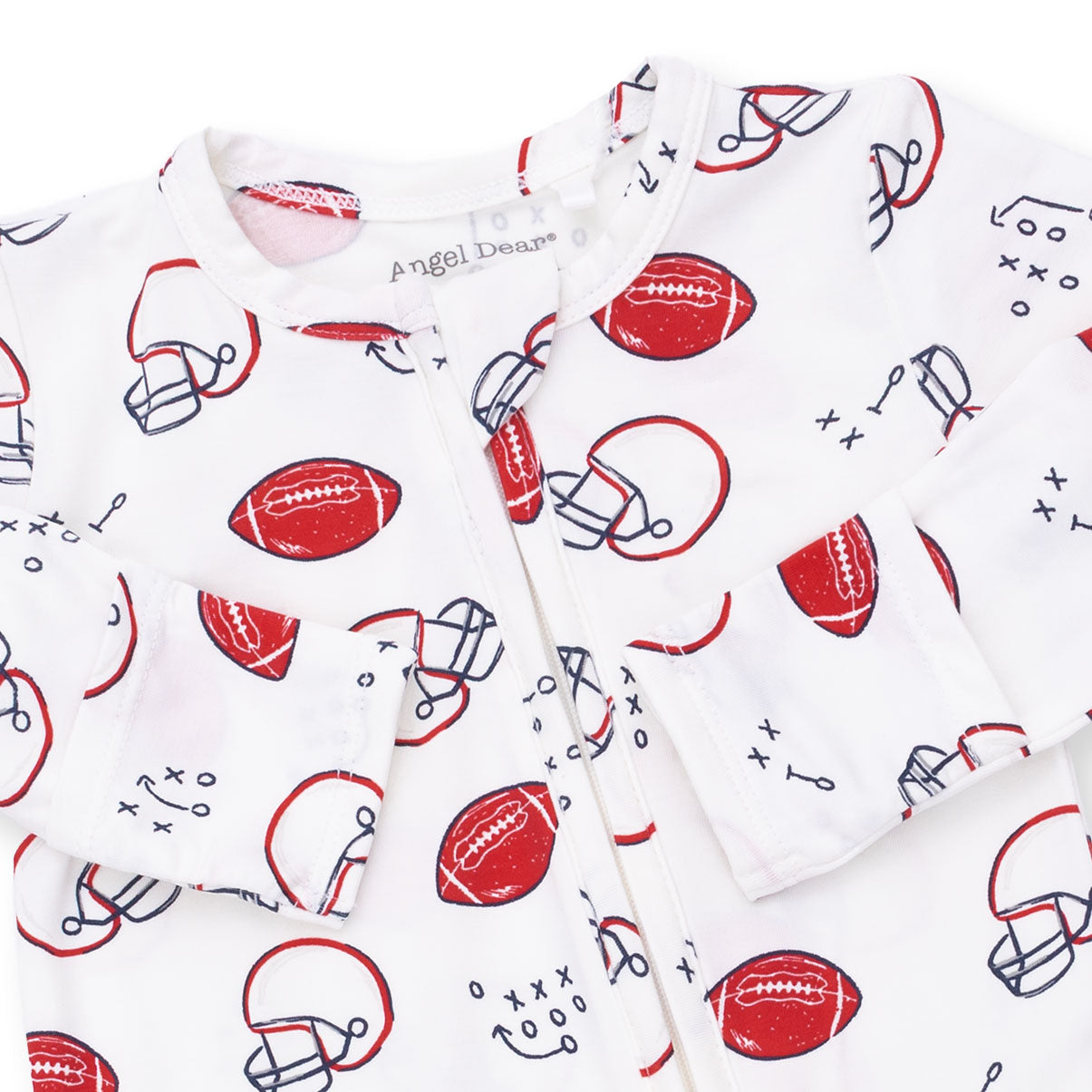 White/Red Football Touchdown Time 2 Way Zipper Footie