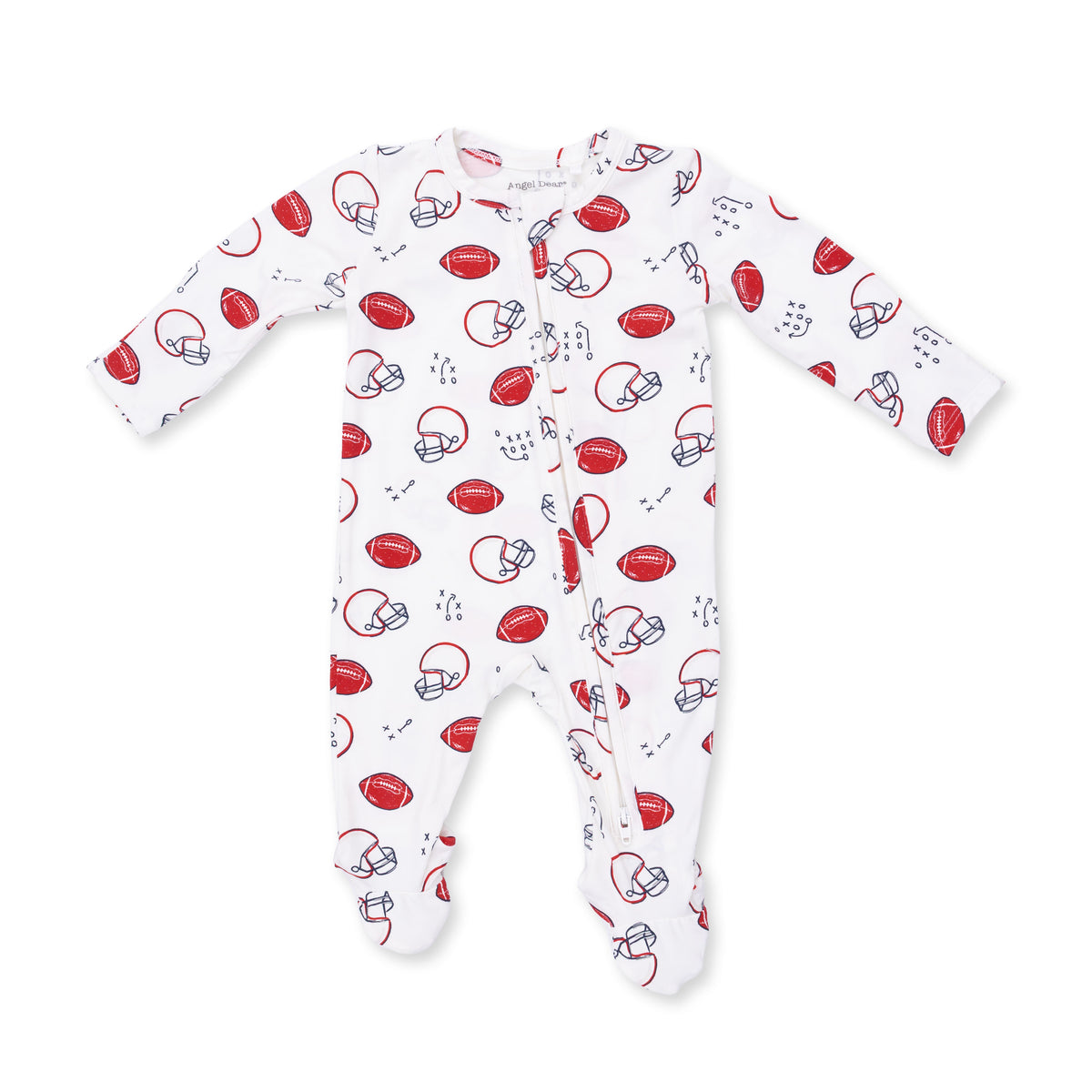 White/Red Football Touchdown Time 2 Way Zipper Footie