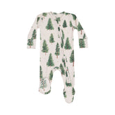 tan footie with forest trees