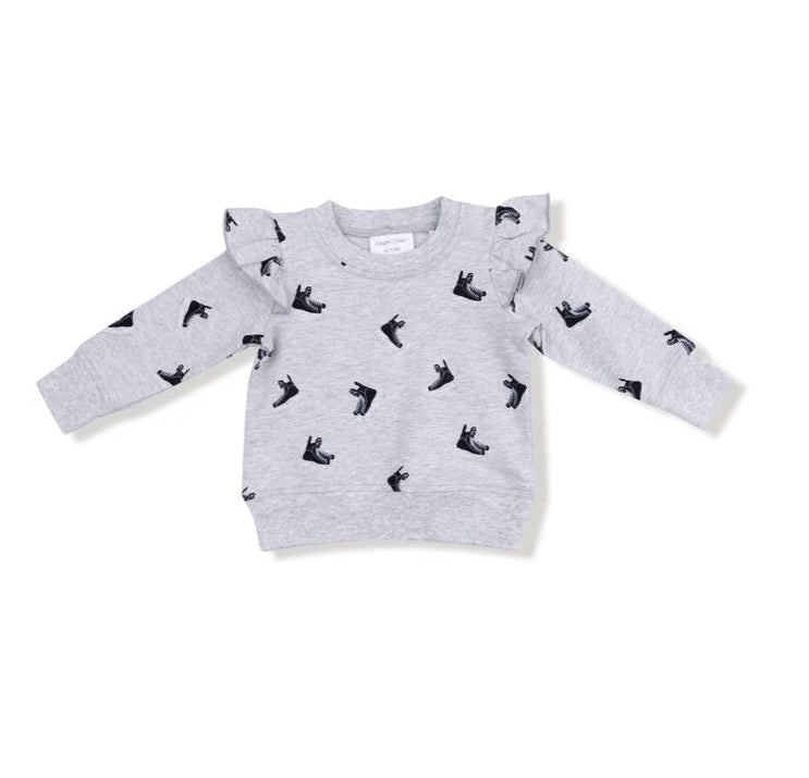 girls hockey ruffle sweatshirt