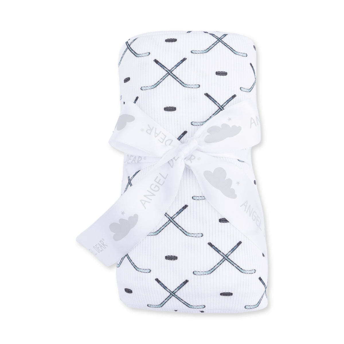 White/Blue/Grey Simple Hockey Swaddle Blanket
