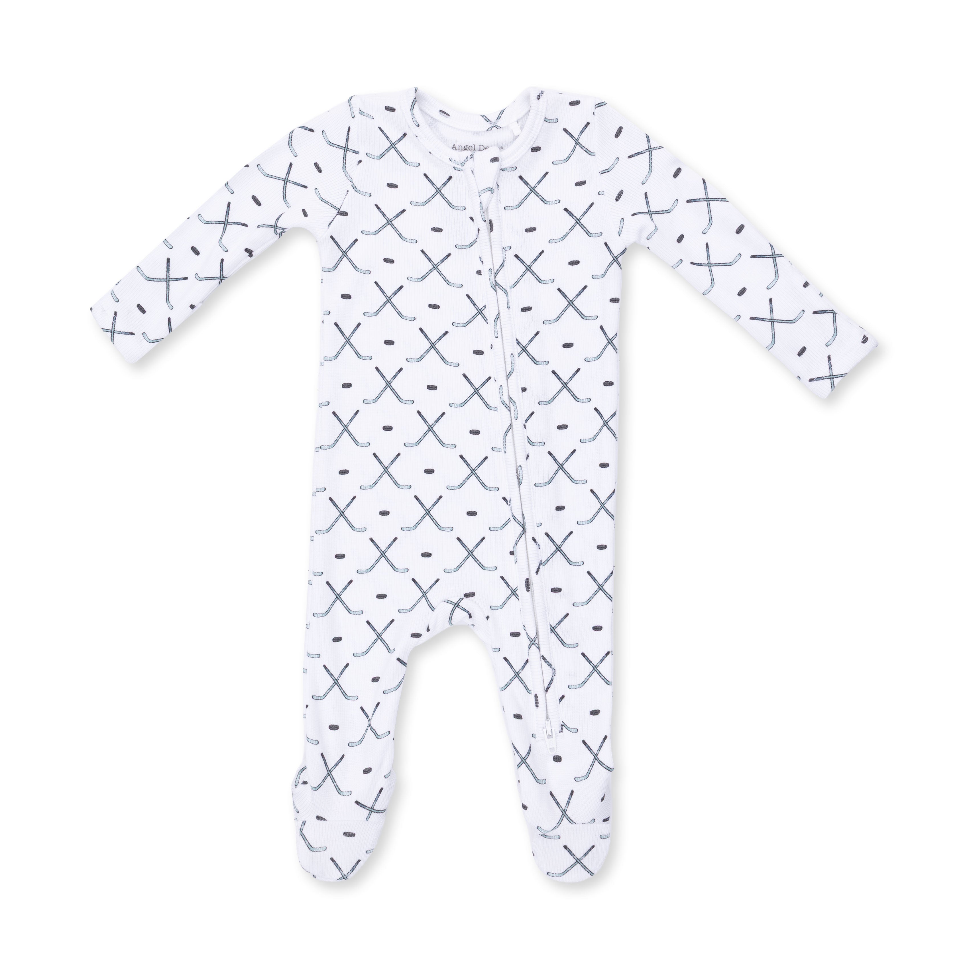White/Blue/Grey Simple Hockey 2 Way Zipper Footie