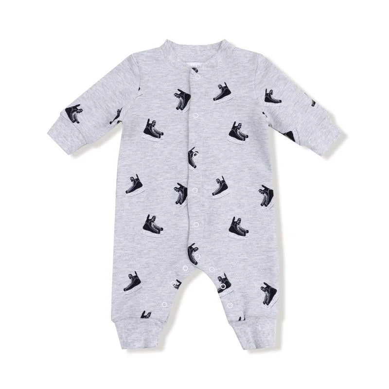 gray hockey baby romper
