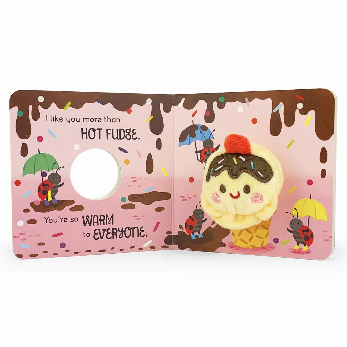 Card with cartoon ice cream character and text on a white background