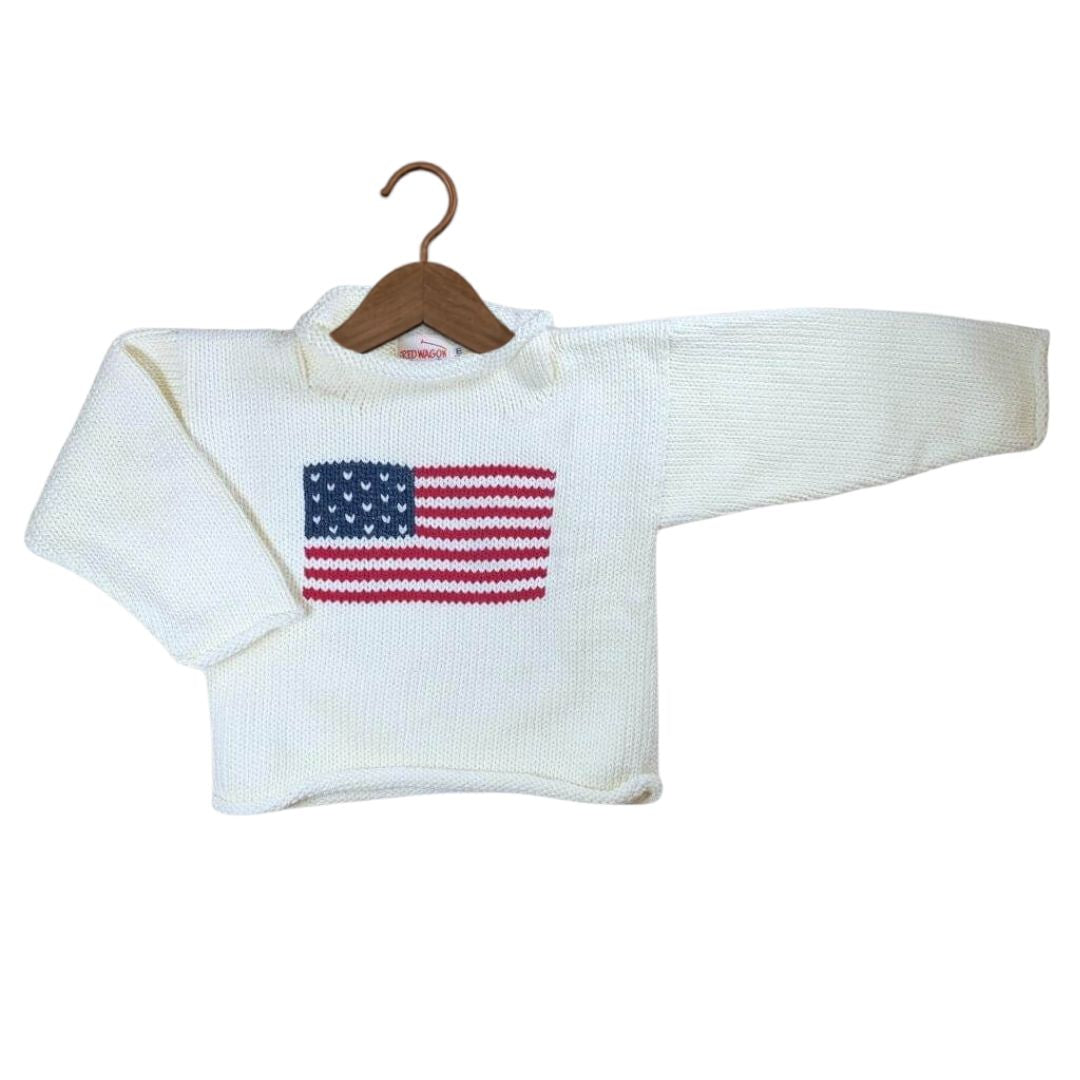 Pull col roulé drapeau américain ivoire