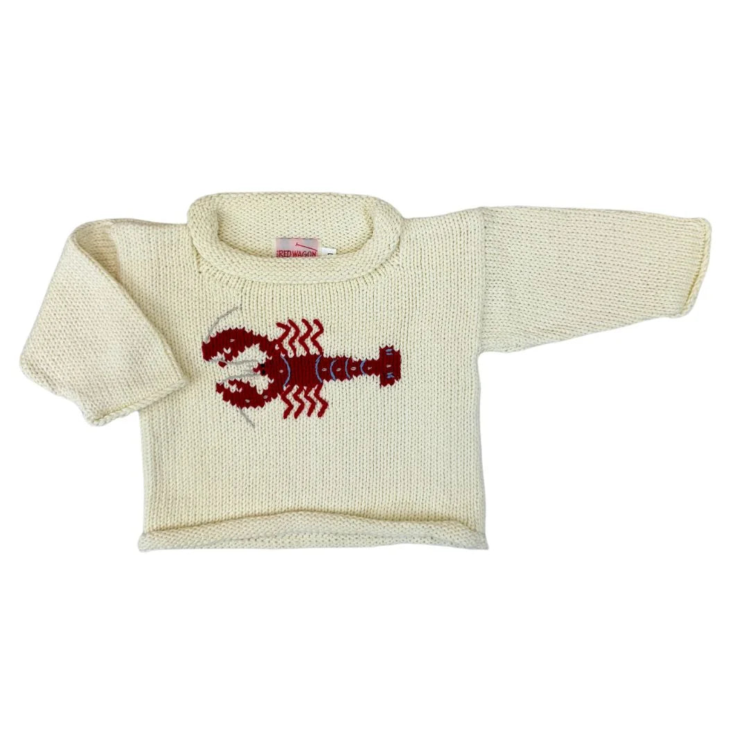 Elfenbeinfarbener Hummer Rollkragenpullover fur Kinder Kinderpullover Der Rote Wagen