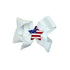 white grosgrain bow with american flag star embroidered in center