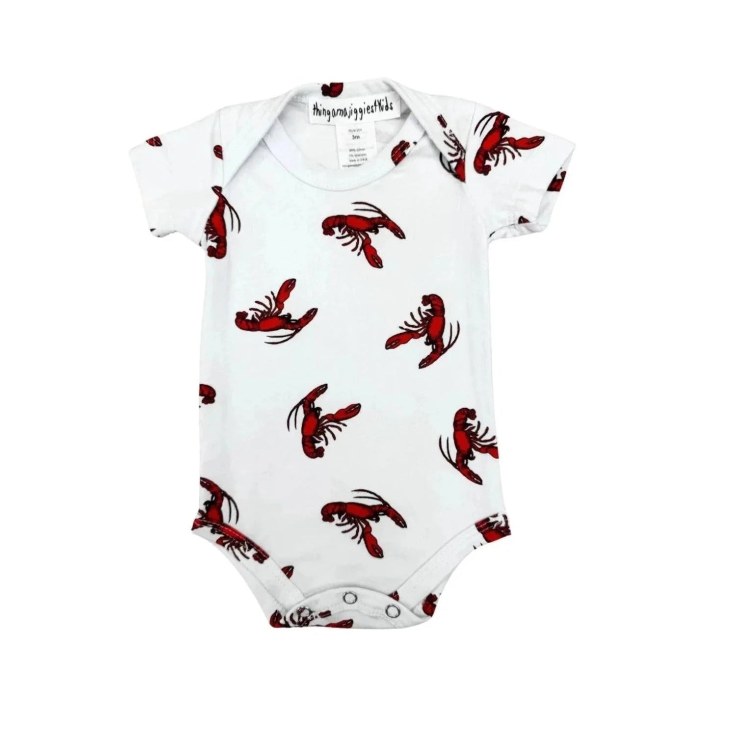 white onesie with red lobsters
