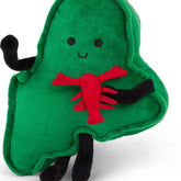 green maine state shaped plush with red lobster