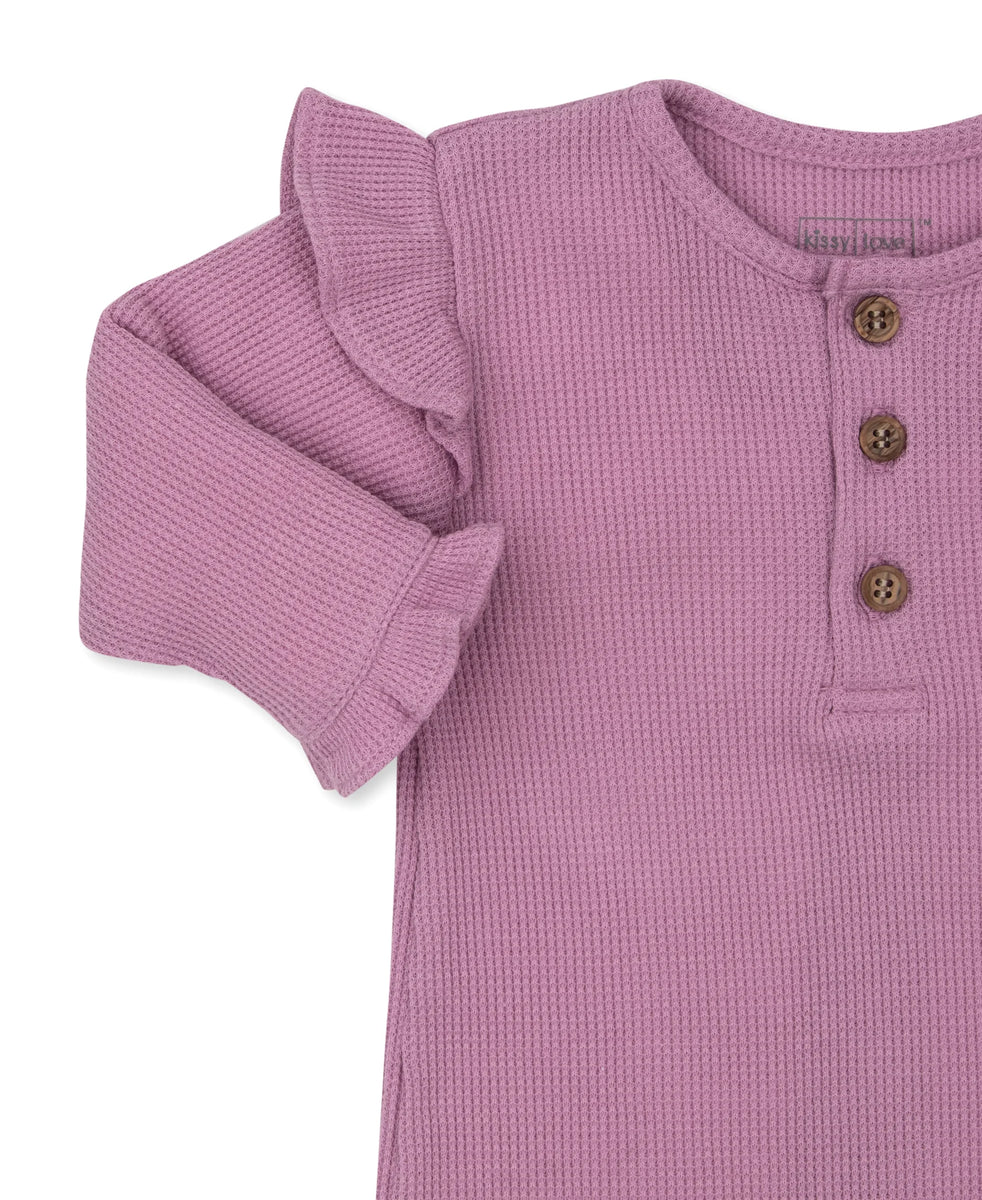 Baby Mauve Waffle Playsuit The Red Wagon