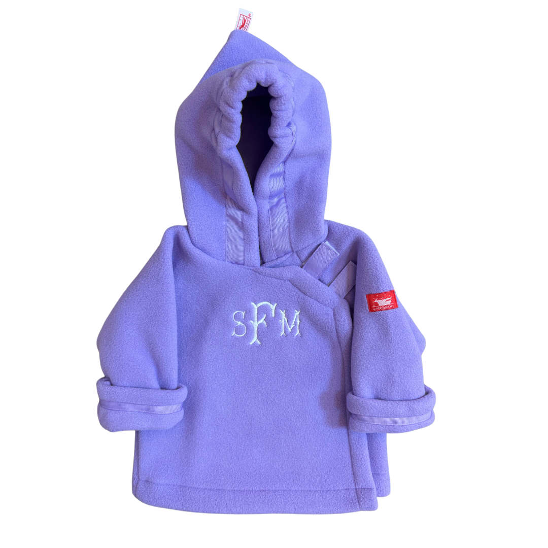 monogrammed purple jacket