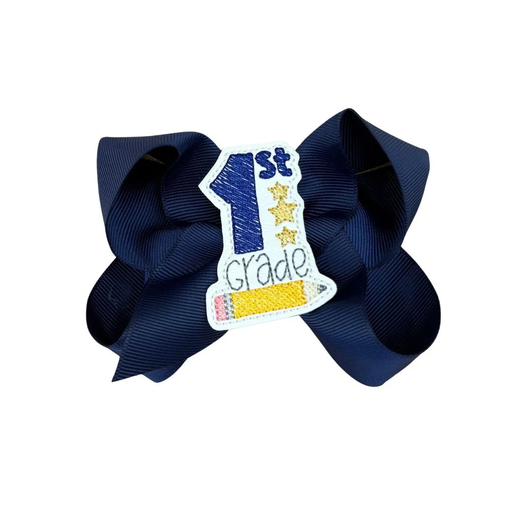 Navy blue bow with &