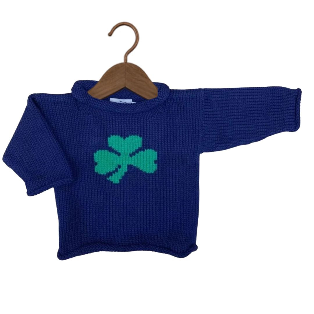 Navy Single Shamrock Roll Neck Sweater