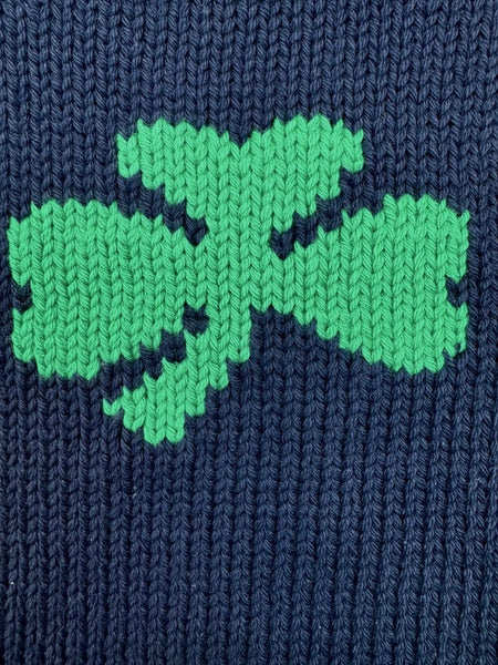close up of knit shamrock