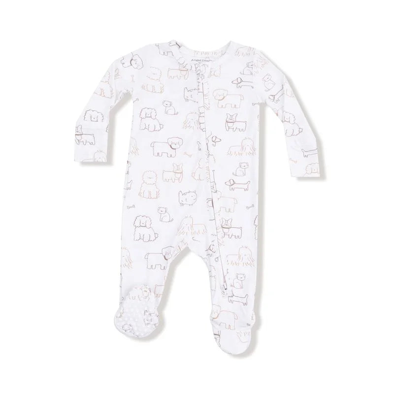 White Neutral Pups 2 Way Zipper Footie