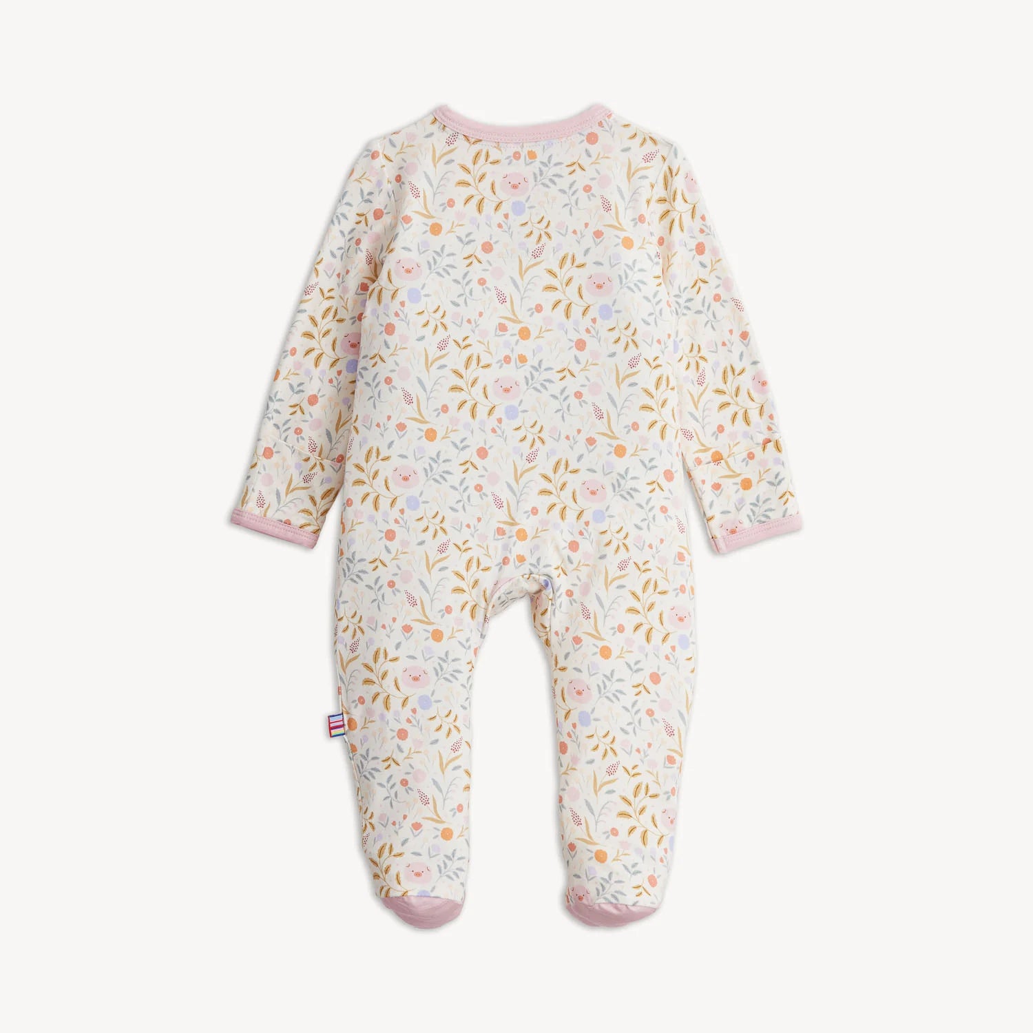 Ivory/Pink Oinklet Floral Pig Magnetic Footie