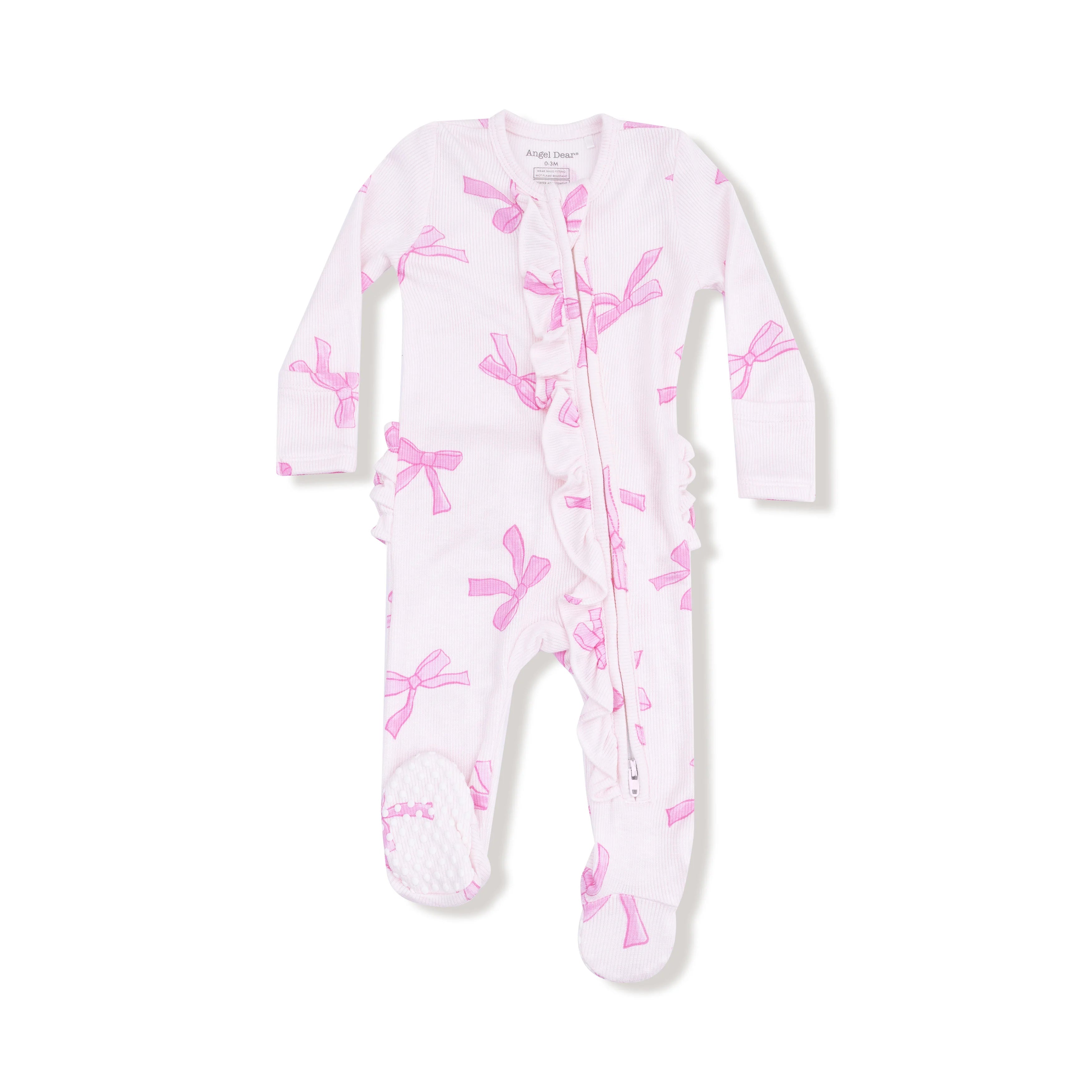 pink baby footie with bows all over