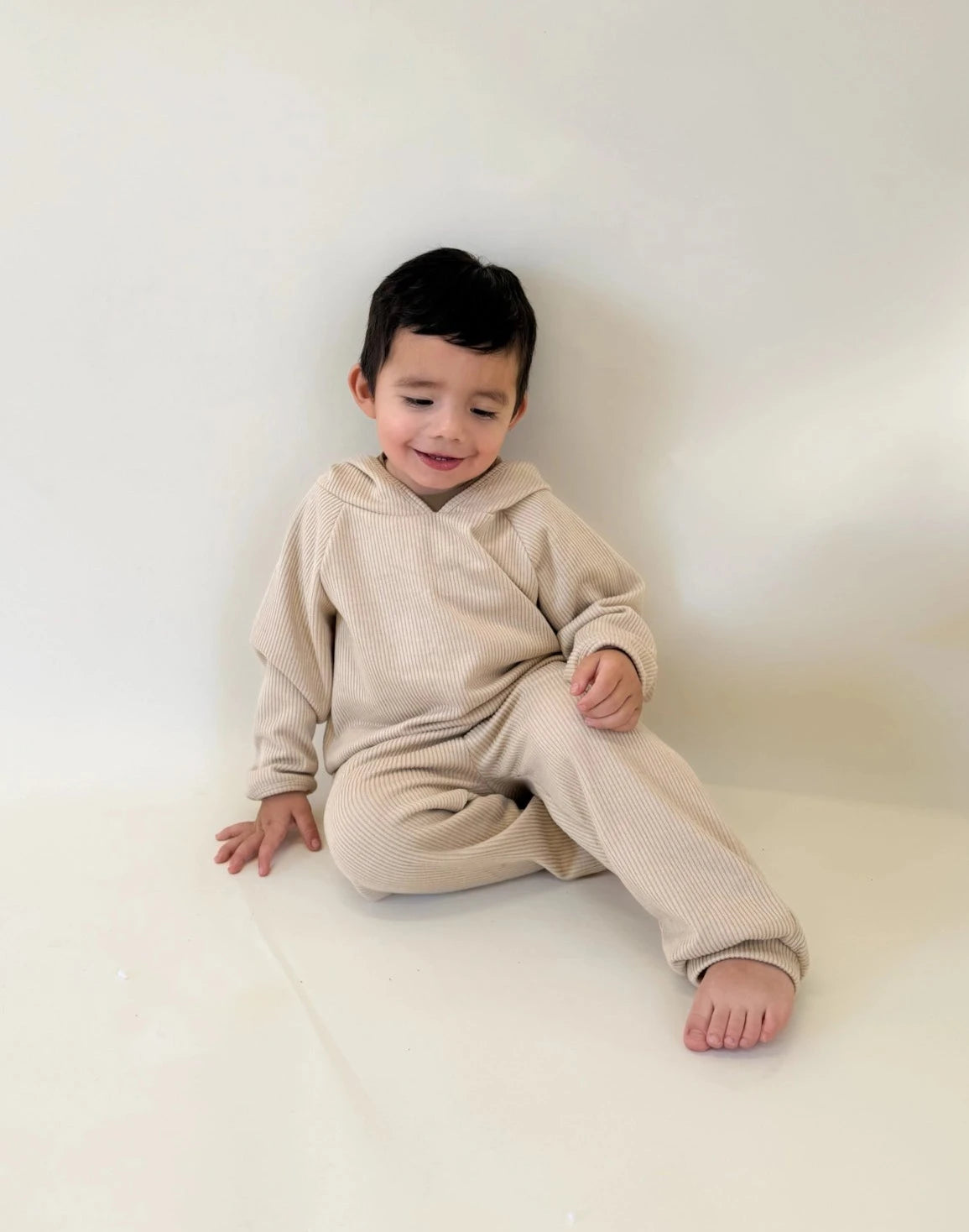 light beige ribbed sweat set