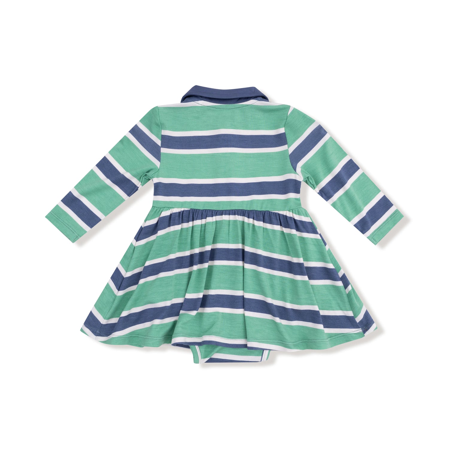 green and navy rugby stripe dress