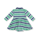 green and navy rugby stripe dress