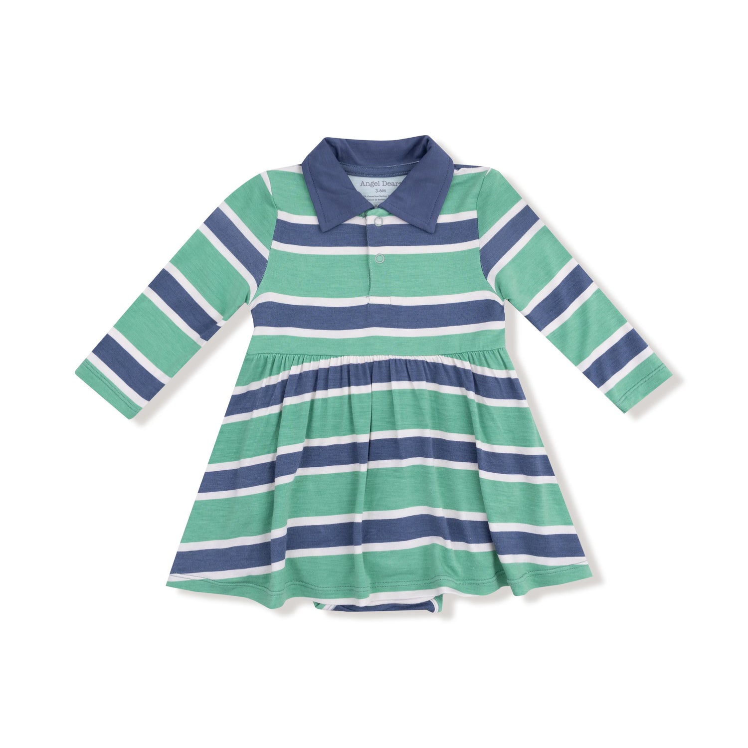 green and navy rugby stripe dress
