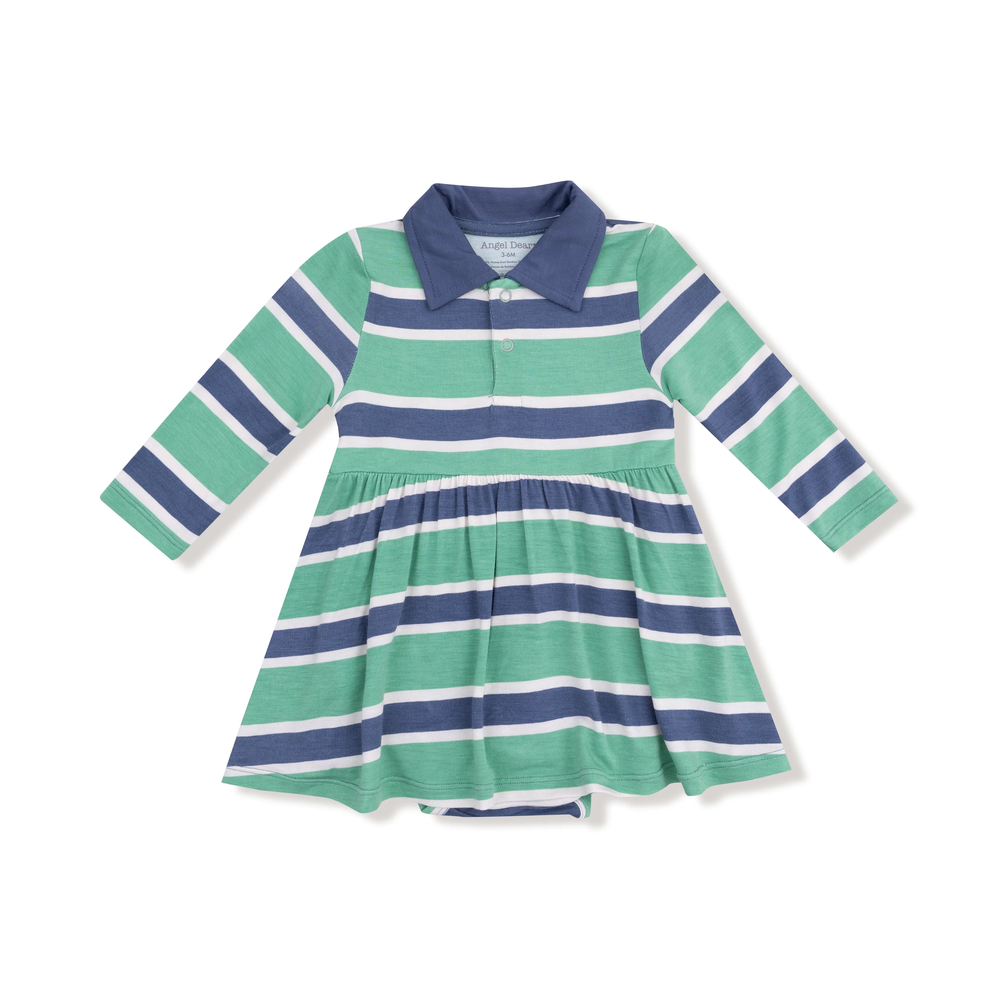 green and navy rugby stripe dress