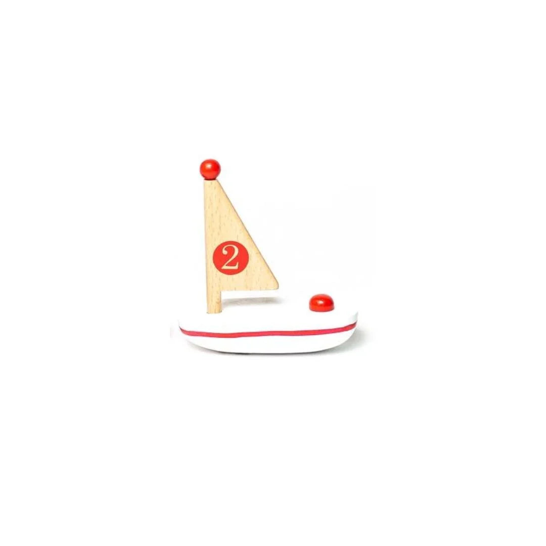 wooden sailboat with number 2