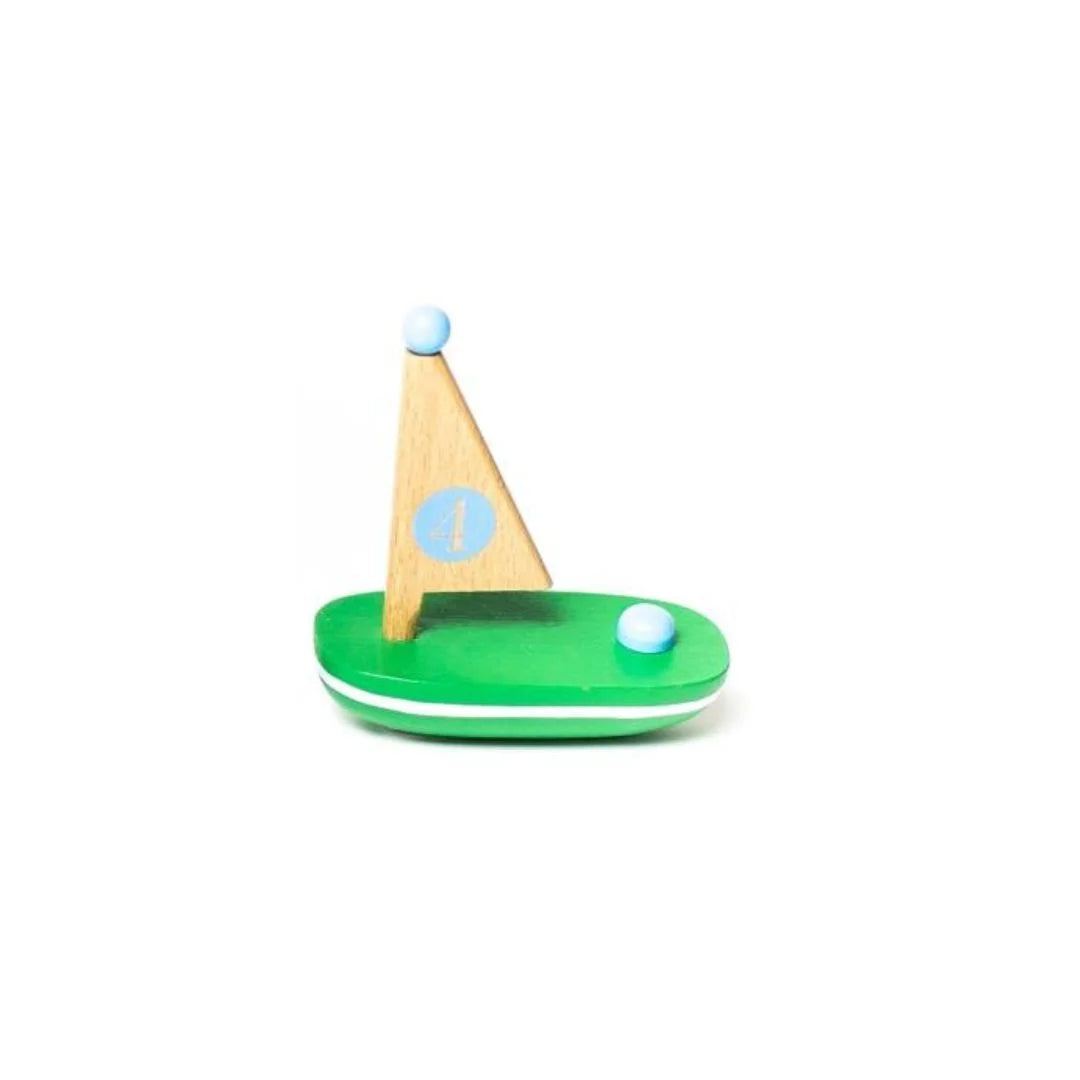 wooden sailboat number 4 bath toy