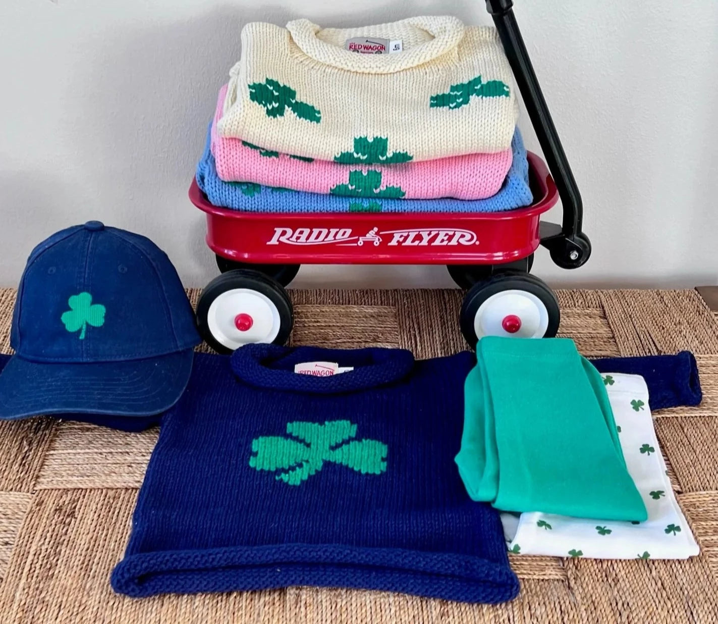 shamrock sweaters, shamrock leggings, shamrock hat