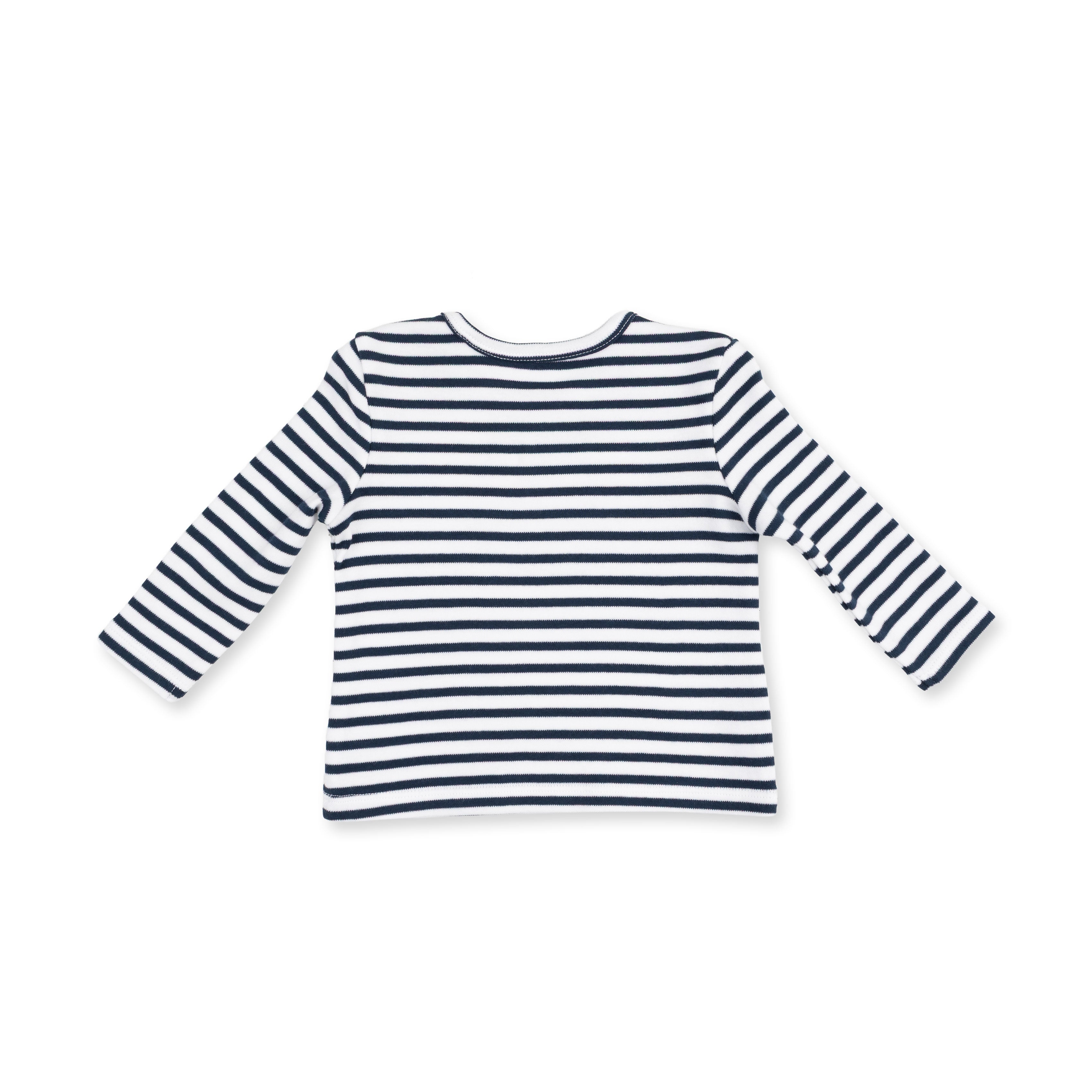 Navy/White Striped Green Golf Cart Long Sleeve Shirt