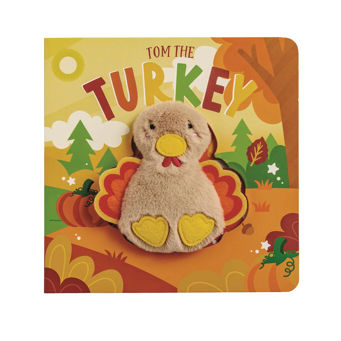 book with plush turkey