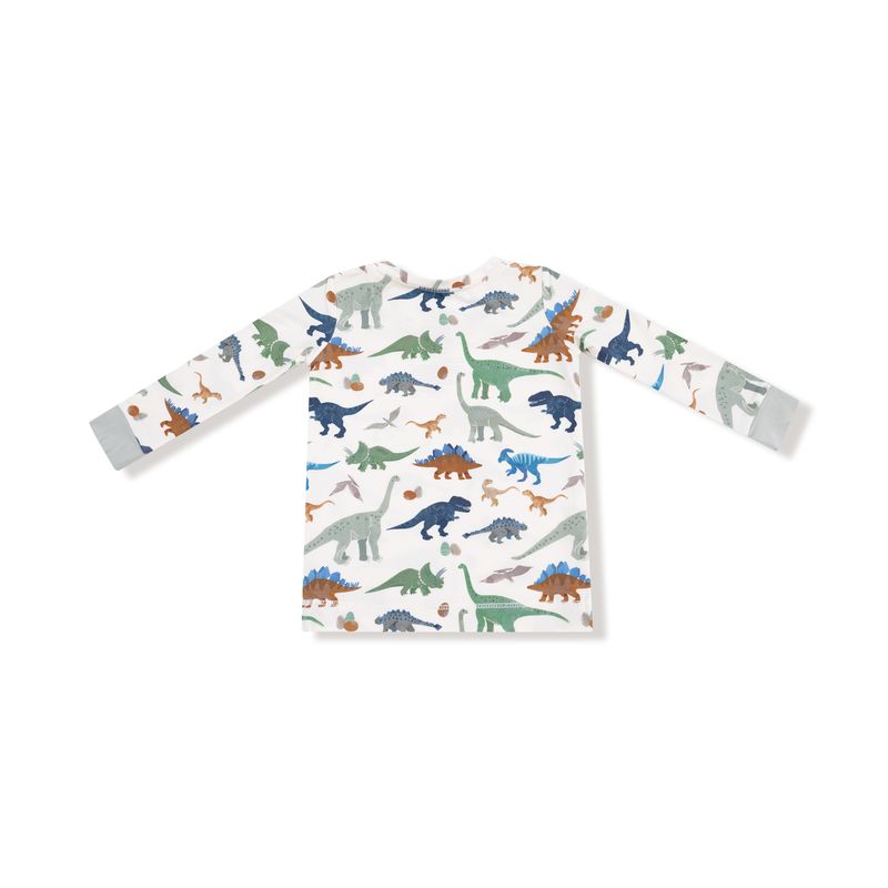 Long-sleeve shirt with dinosaur pattern on a white background