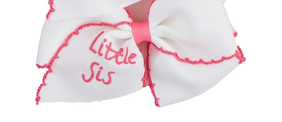 White Little Sis Hair Bow Headband